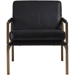 Puckman Black Leather Accent Chair