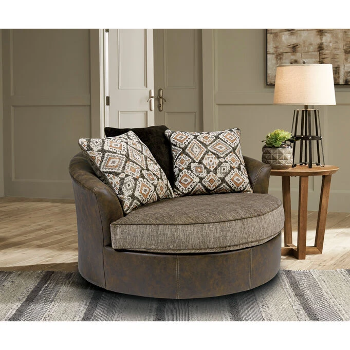 Abalone Chocolate Swivel Accent Chair - Image 2