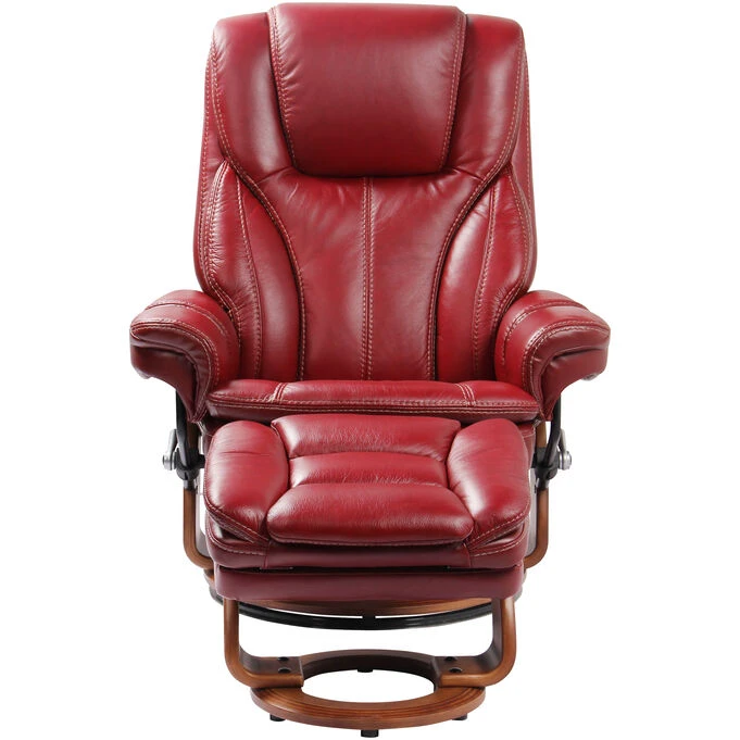 Hana Red Ruby Recliner With Ottoman - Image 2