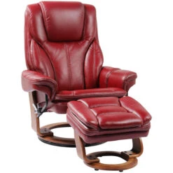 Hana Red Ruby Recliner With Ottoman