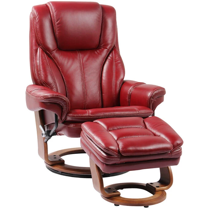 Hana Red Ruby Recliner With Ottoman