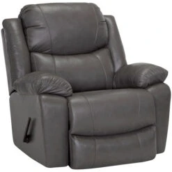 Franklin Sherman Gray Leather Rocker Recliner