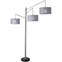 Adesso Wellington Brushed Steel Arc Floor Lamp