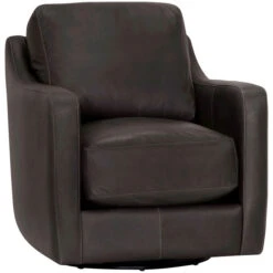 Franklin Jenkins Gray Leather Swivel Chair