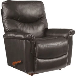 James Charcoal Leather Rocker Recliner