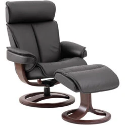 Nordic 97 Gray Leather Lounger With Ottoman