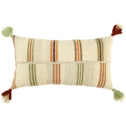 Heartland Home Burlap Multi Tassel Pillow