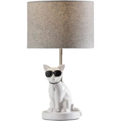 Adesso Sunny White Cat Table Lamp