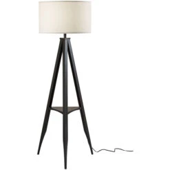 Adesso Warren Black Shelf Floor Lamp