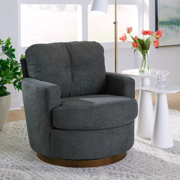 Brodi Dark Slate Swivel Accent Chair - Image 3