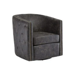 Brentlow Distressed Black Swivel Chair