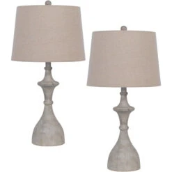 Acoma Set Of 2 Whitewash Table Lamps