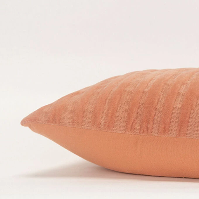 Velvet Mod Stripe Coral Down Filled Lumbar Pillow - Image 3