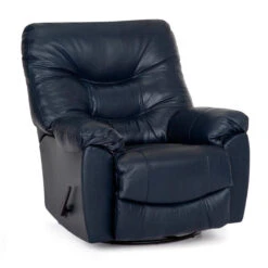 Franklin Yogi Navy Leather Swivel Recliner